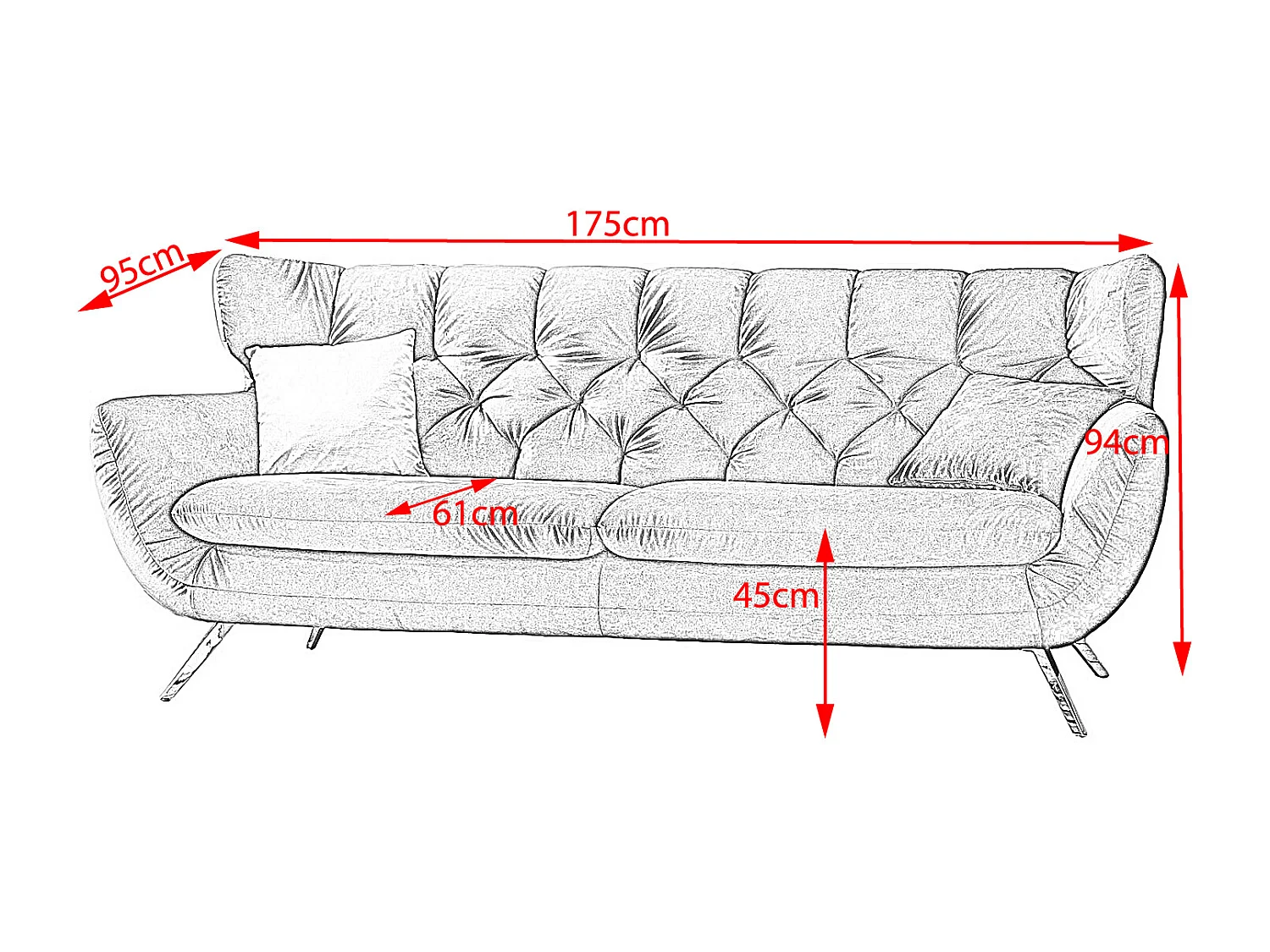 Sofa - Silber Velvet - CHARME