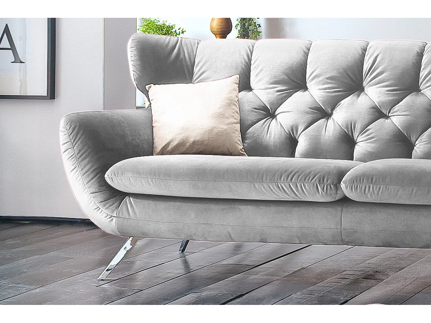 Bank - Zilver Fluweel - CHARME