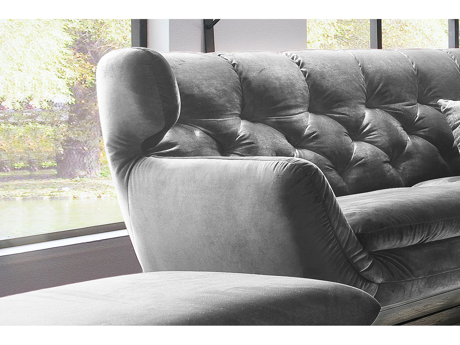 Bank - Zilver Fluweel - CHARME