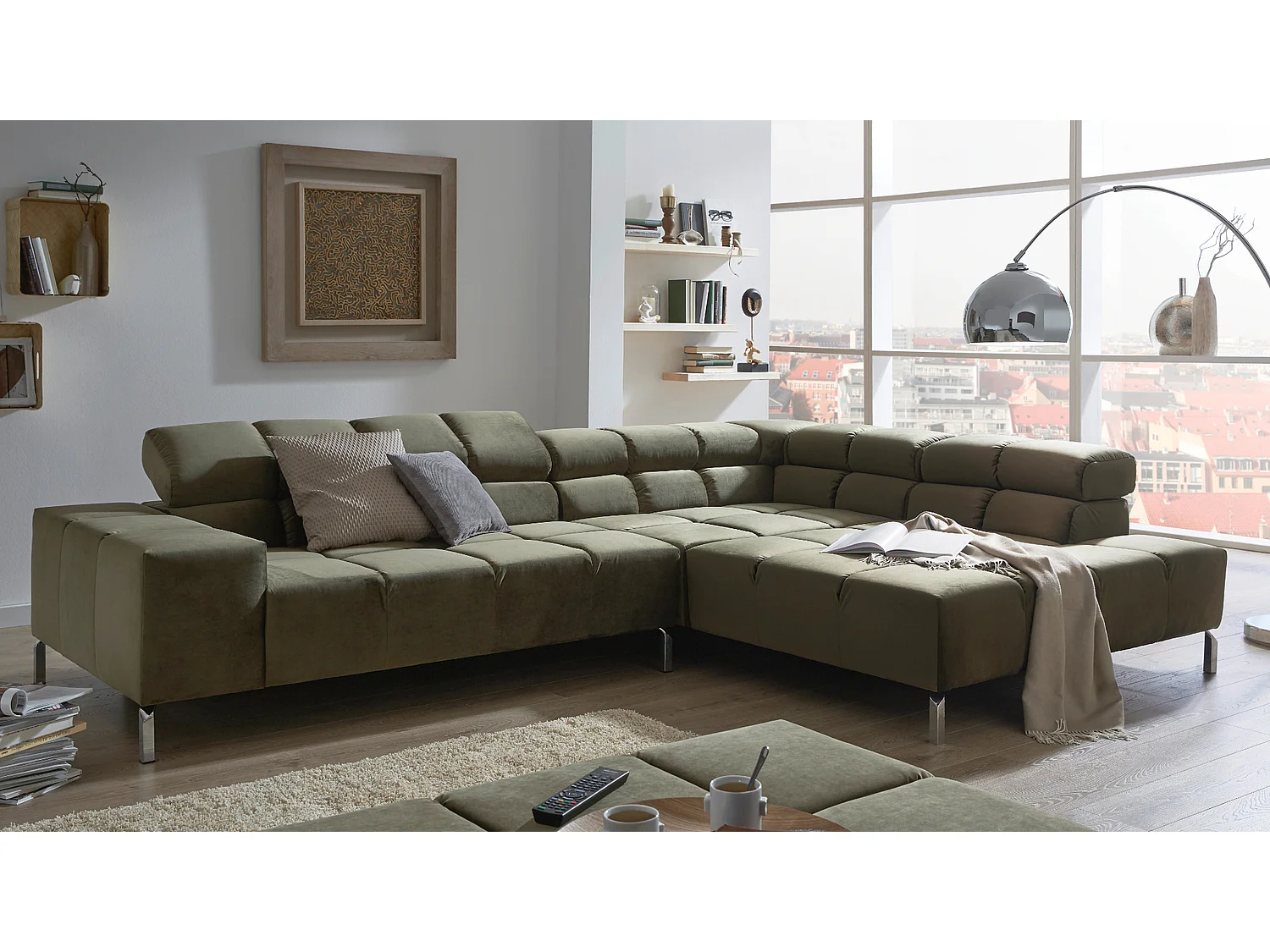 Ecksofa - Dunkelgrün Velvet - NELSON