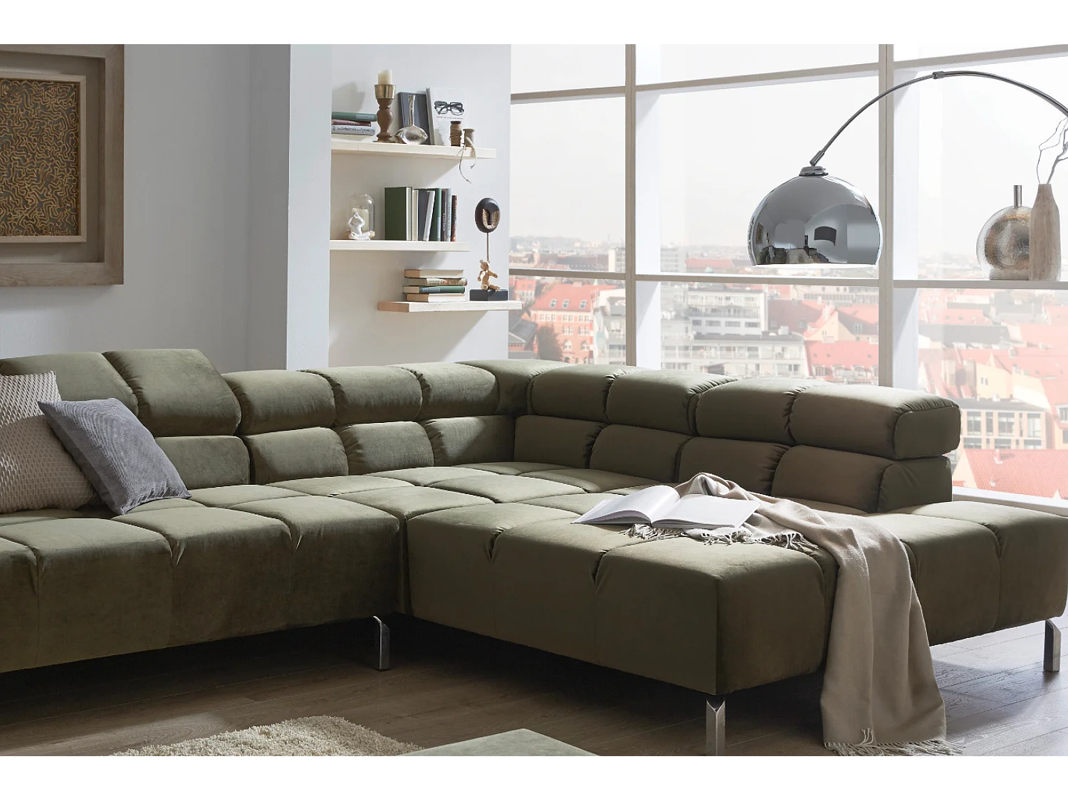 Ecksofa - Dunkelgrün Velvet - NELSON