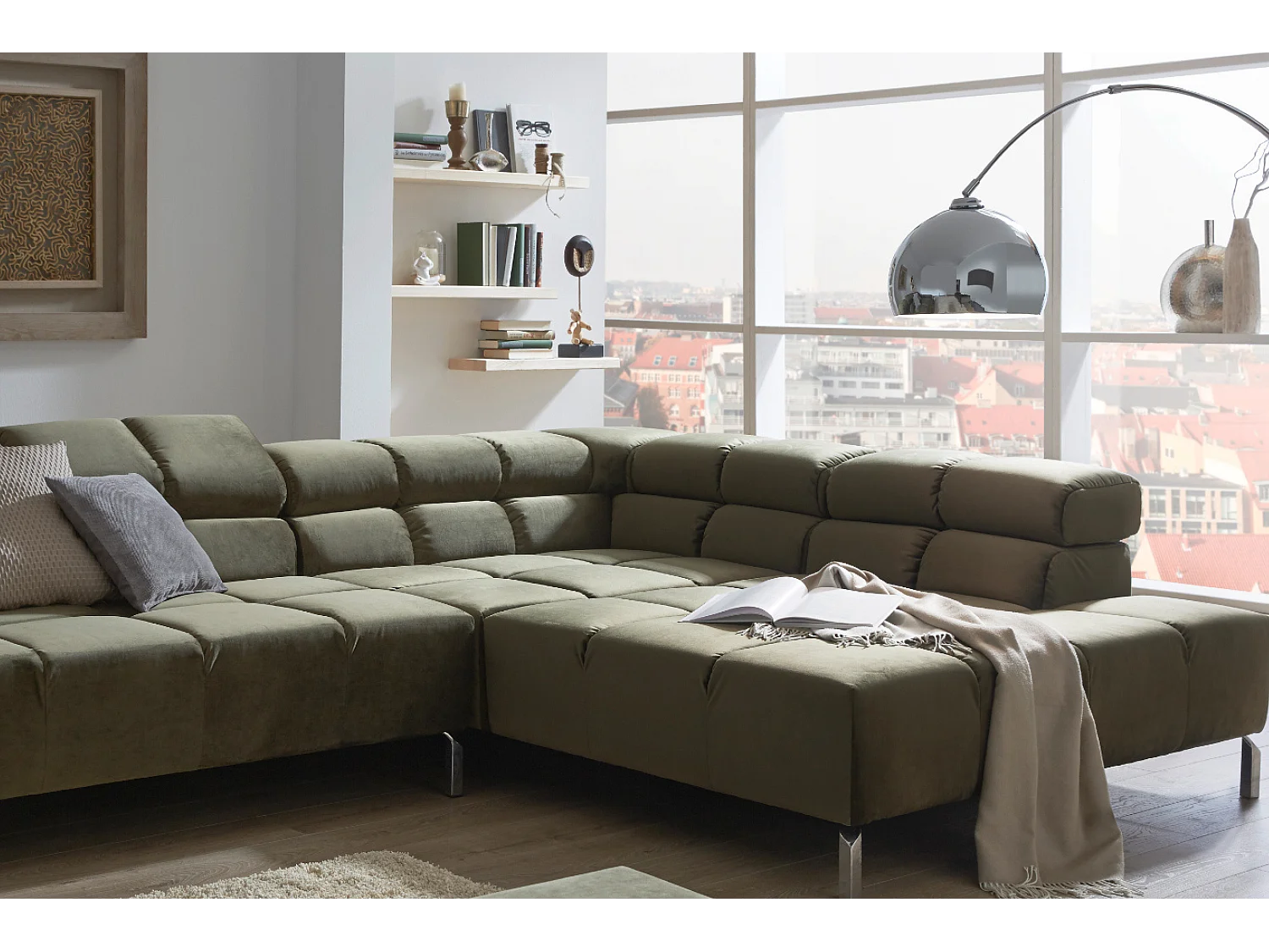 Ecksofa - Dunkelgrün Velvet - NELSON