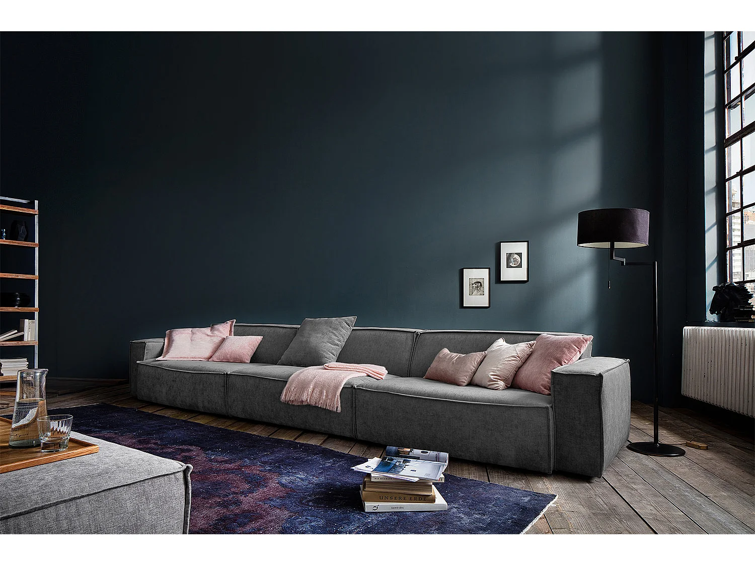 Riesensofa - Grau Webstoff - SAMU