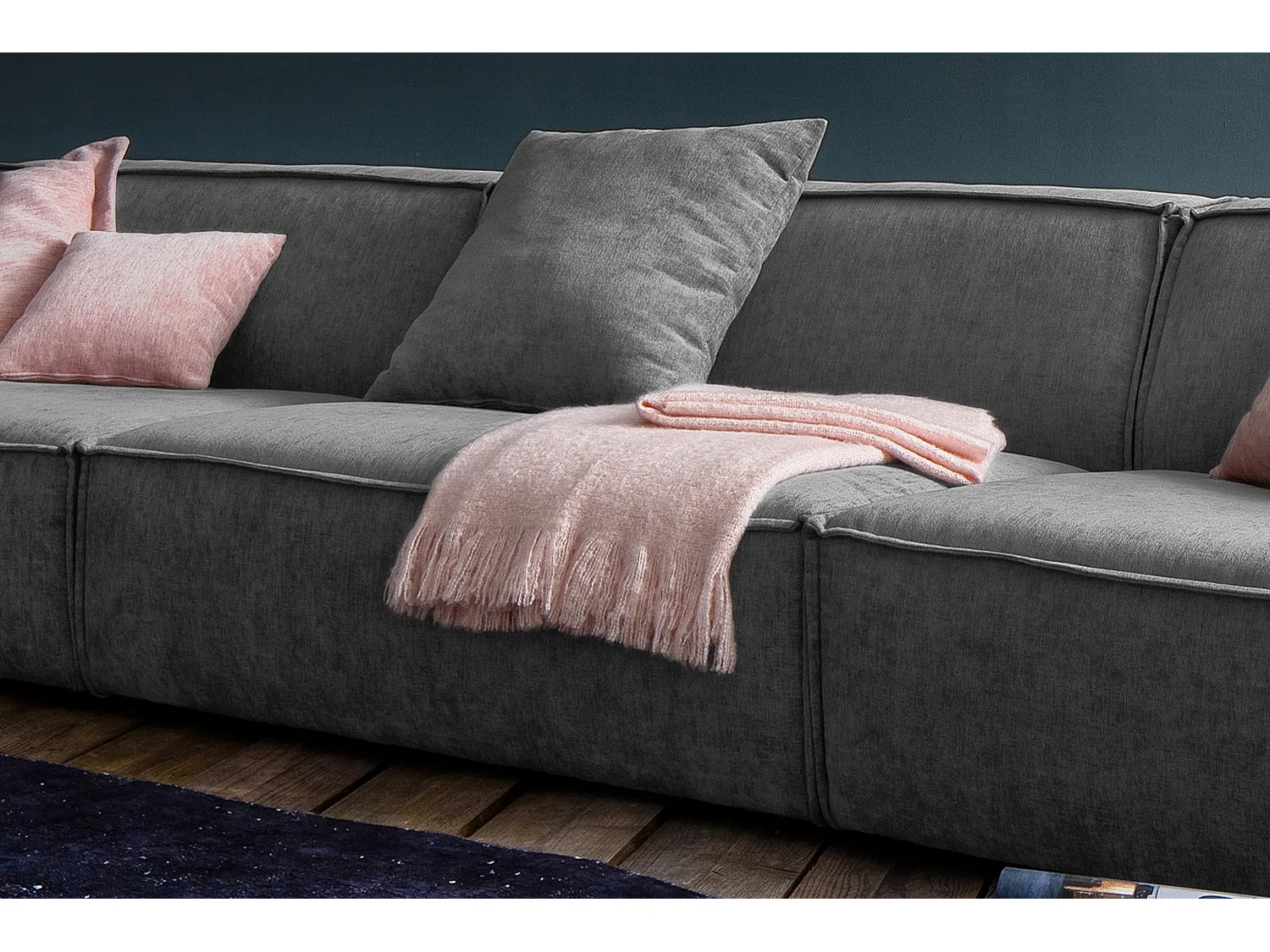 Riesensofa - Grau Webstoff - SAMU