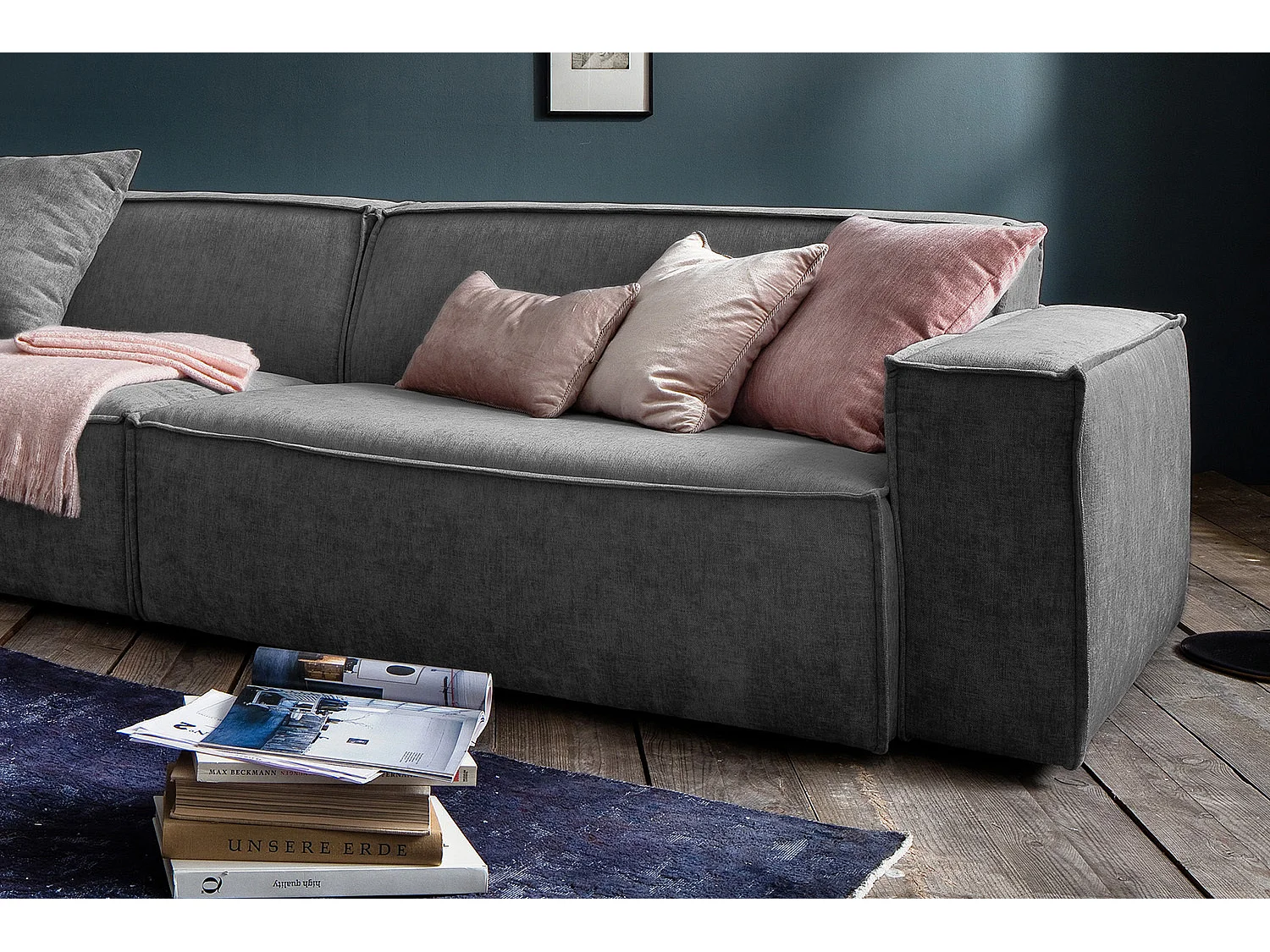 Riesensofa - Grau Webstoff - SAMU