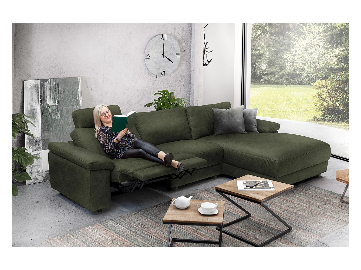 Sofá - verde oscuro piel - LOLA