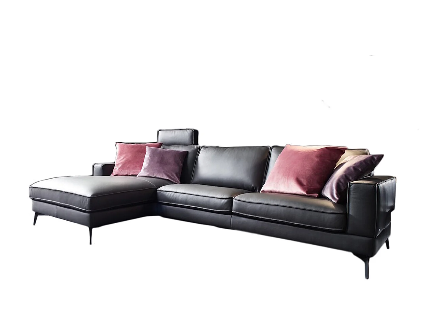 Hoekbank - Antraciet Leer - LUGA