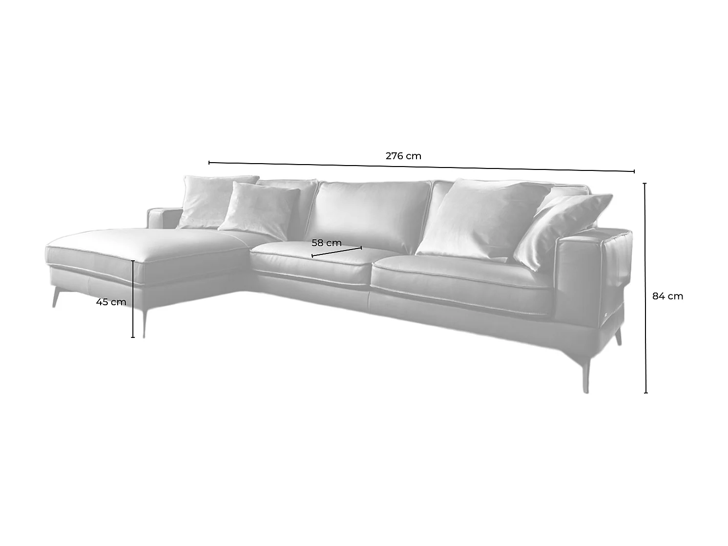 Hoekbank - Antraciet Leer - LUGA