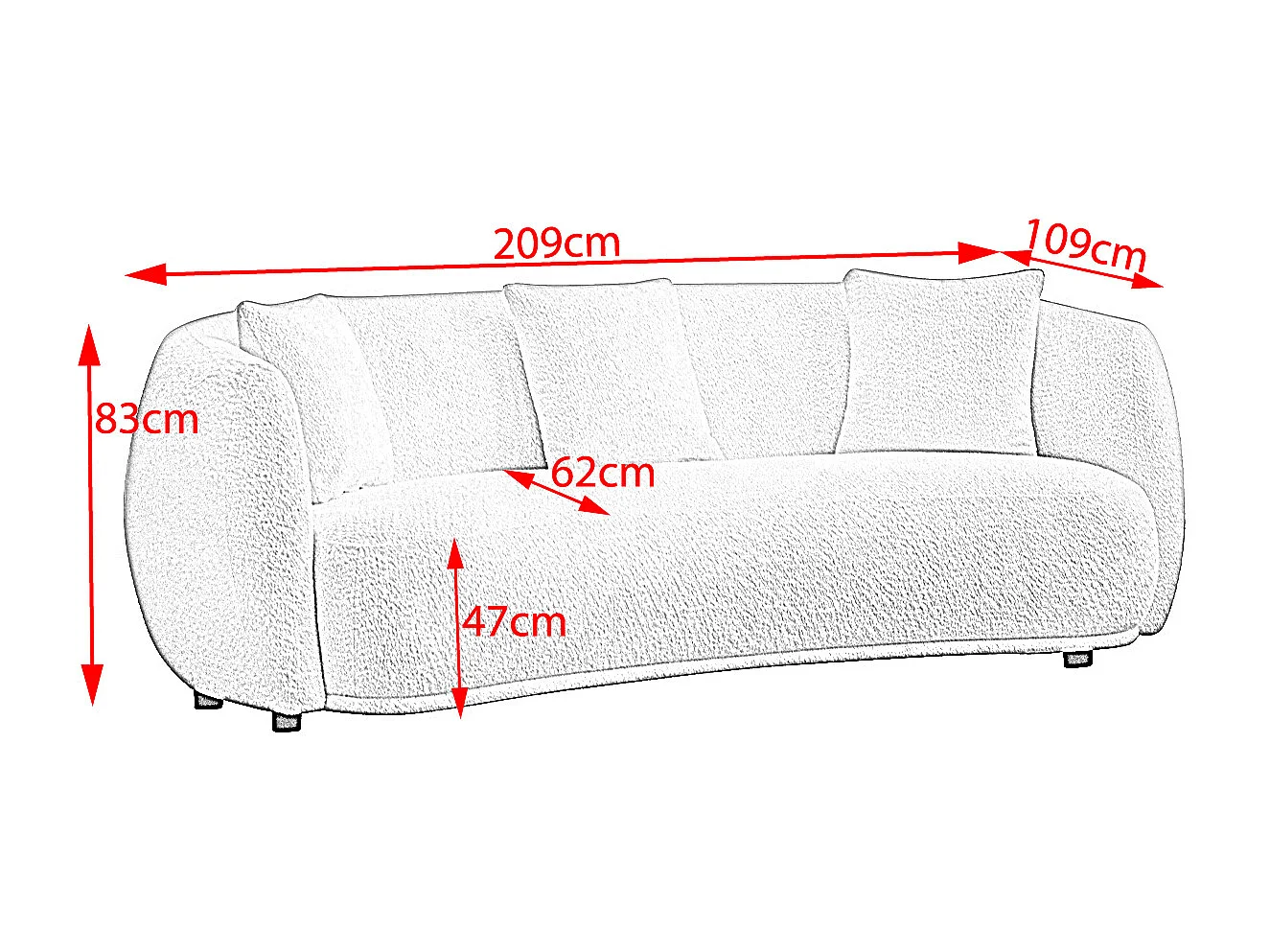 Sofa - Cremeweiß Webstoff - RADA