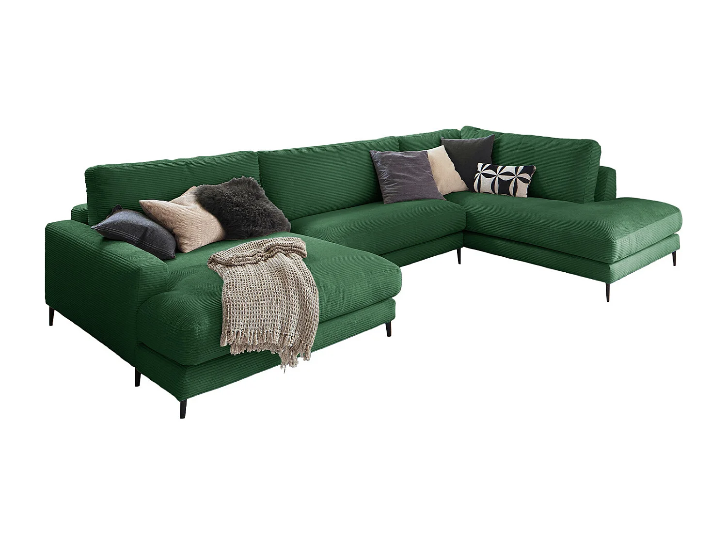 Wohnlandschaft - Smaragdgrün Cord - CARA