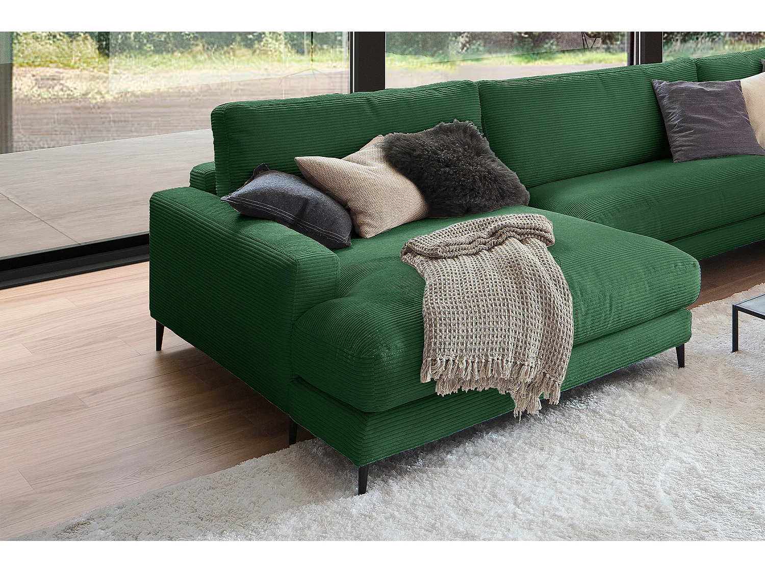 Canapé - vert émeraude Velours côtelé - CARA