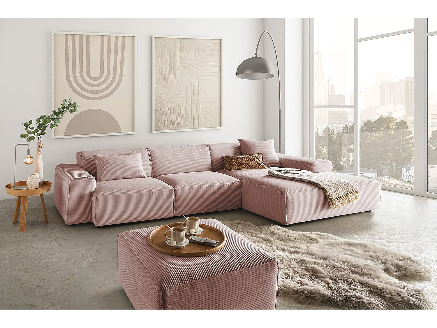 Divano - Rosa Velluto a coste - RANI