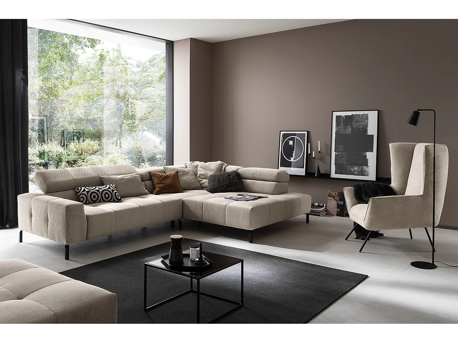 Ecksofa - Beige Cord - OHIO