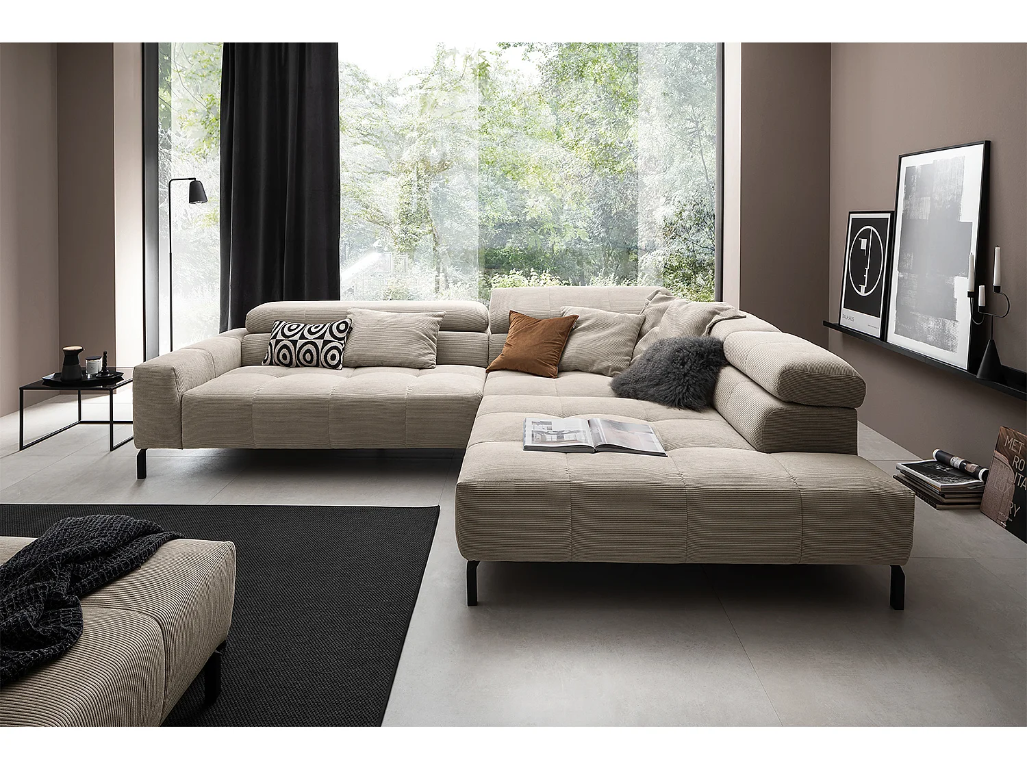 Ecksofa - Beige Cord - OHIO