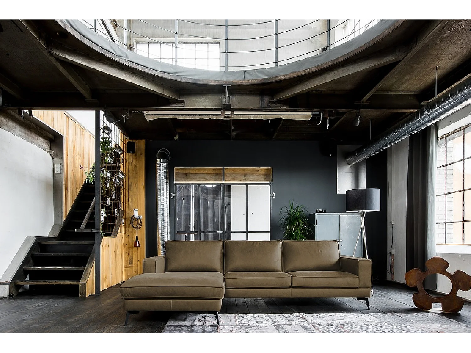 Canapé d'angle - beige cuir - BLOOM