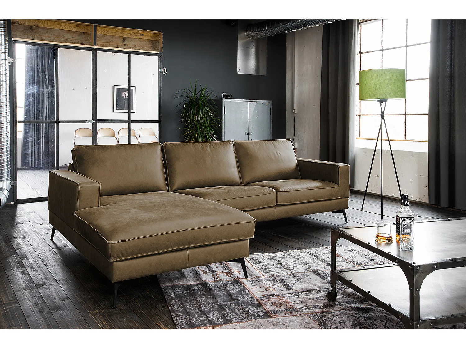 Ecksofa - Beige Leder - BLOOM