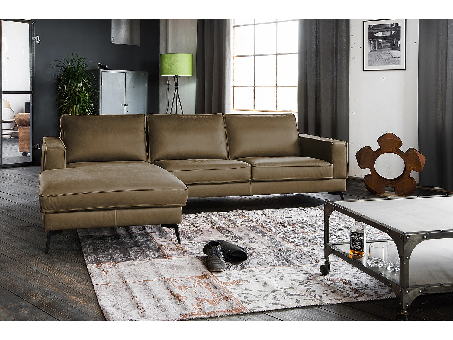 Ecksofa - Beige Leder - BLOOM