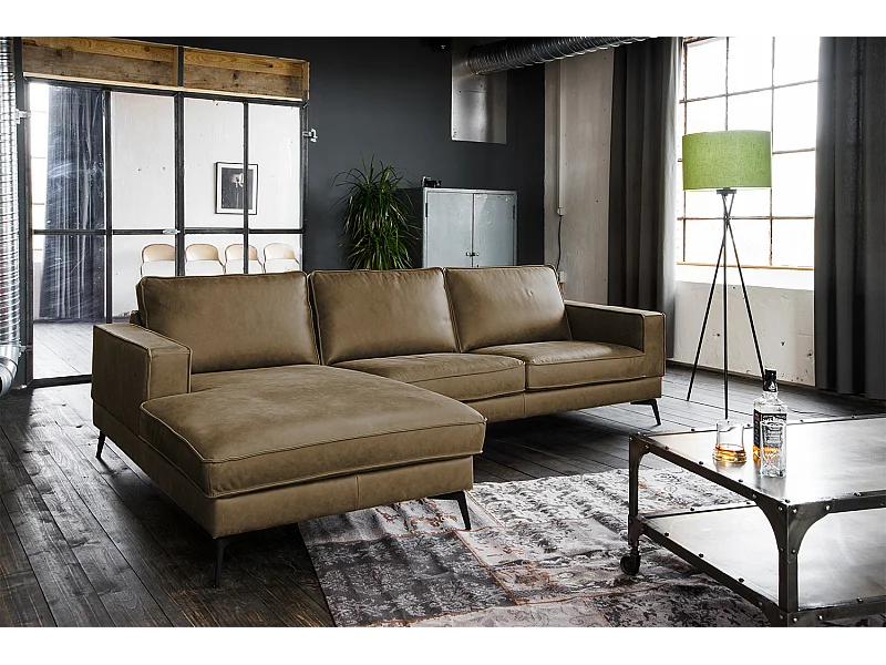 Ecksofa - Beige Leder - BLOOM