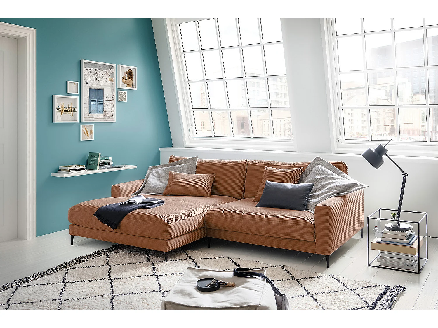 Ecksofa - Braun Cord - CARA