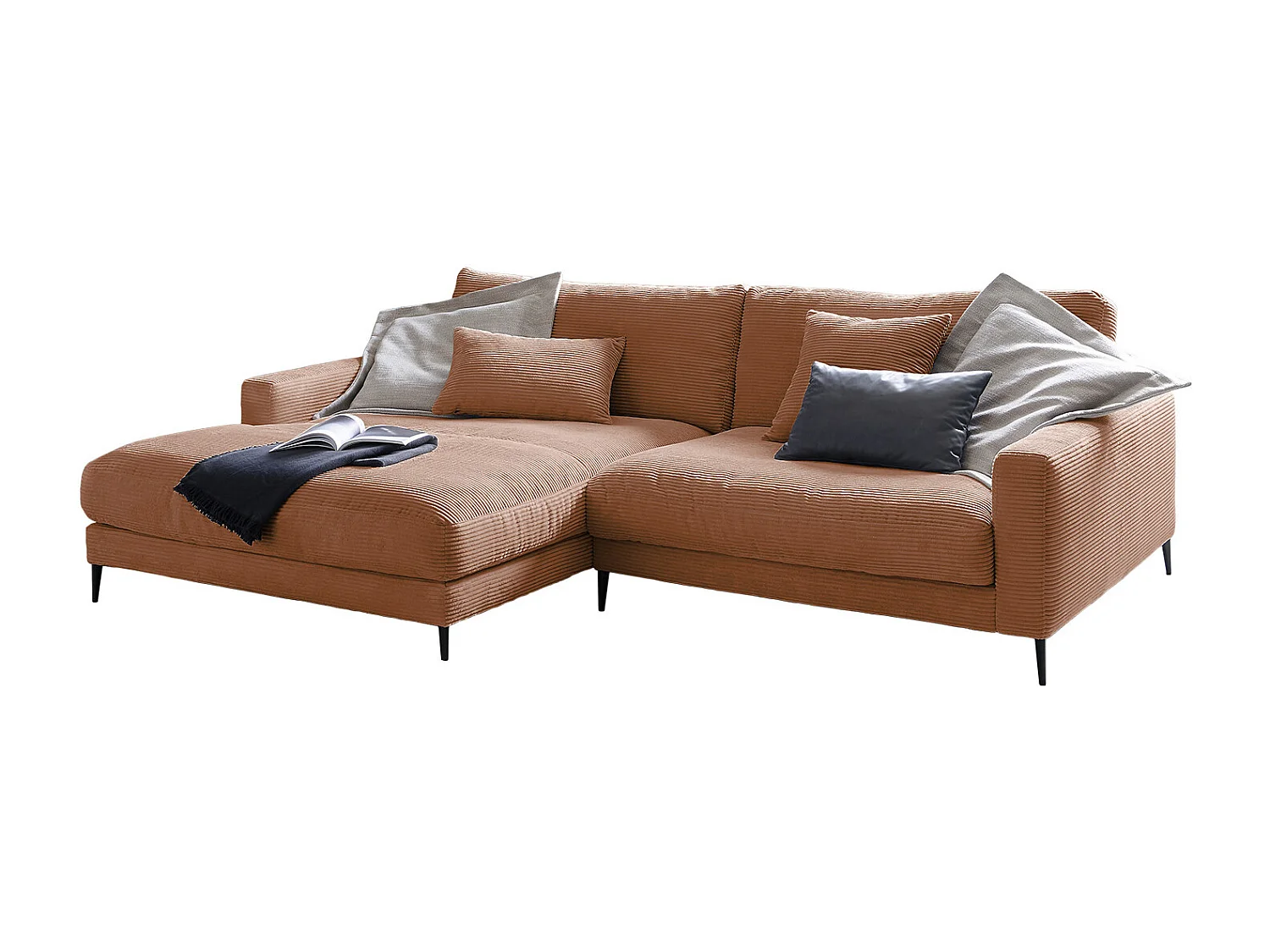 Ecksofa - Braun Cord - CARA