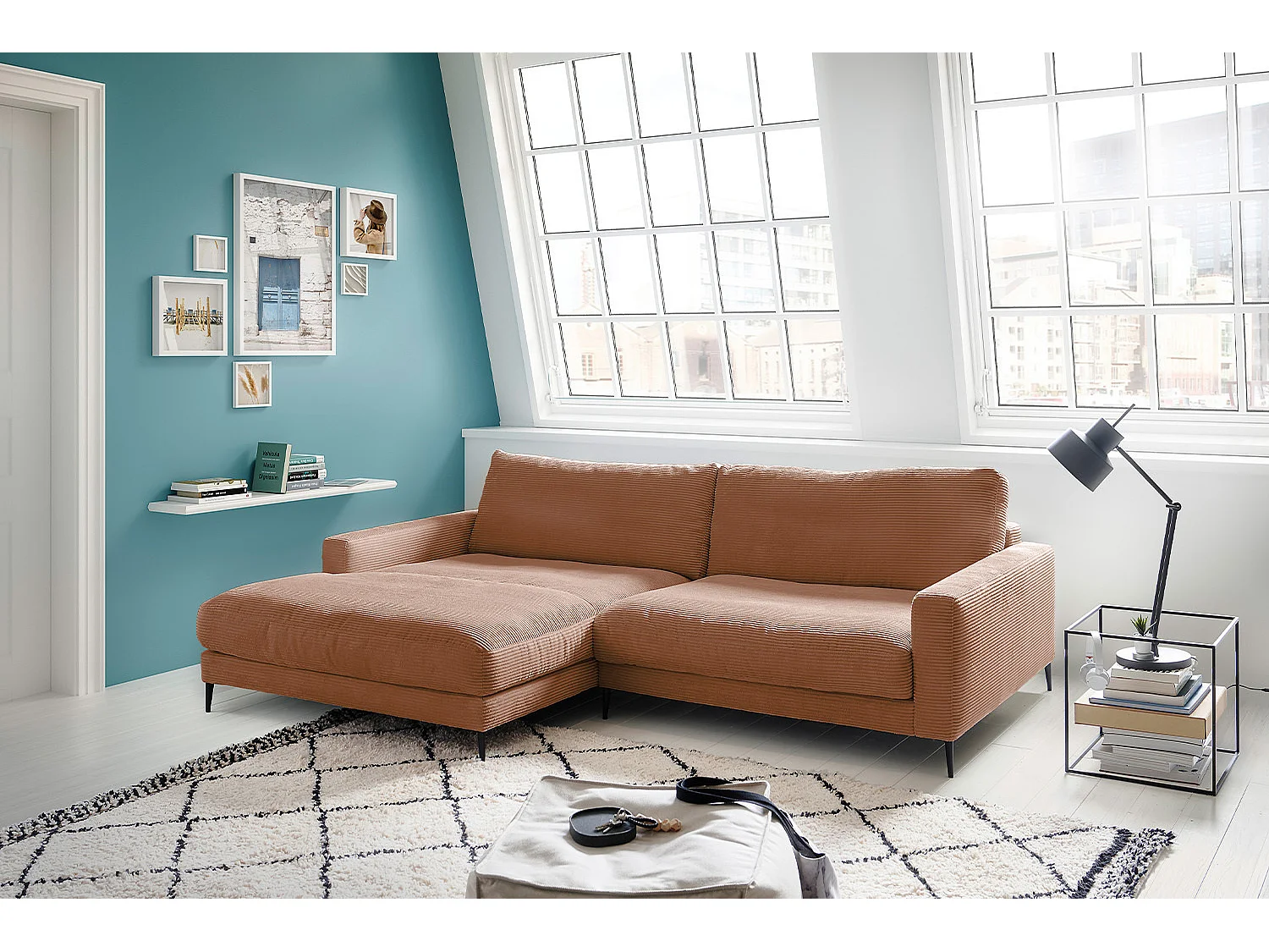 Ecksofa - Braun Cord - CARA