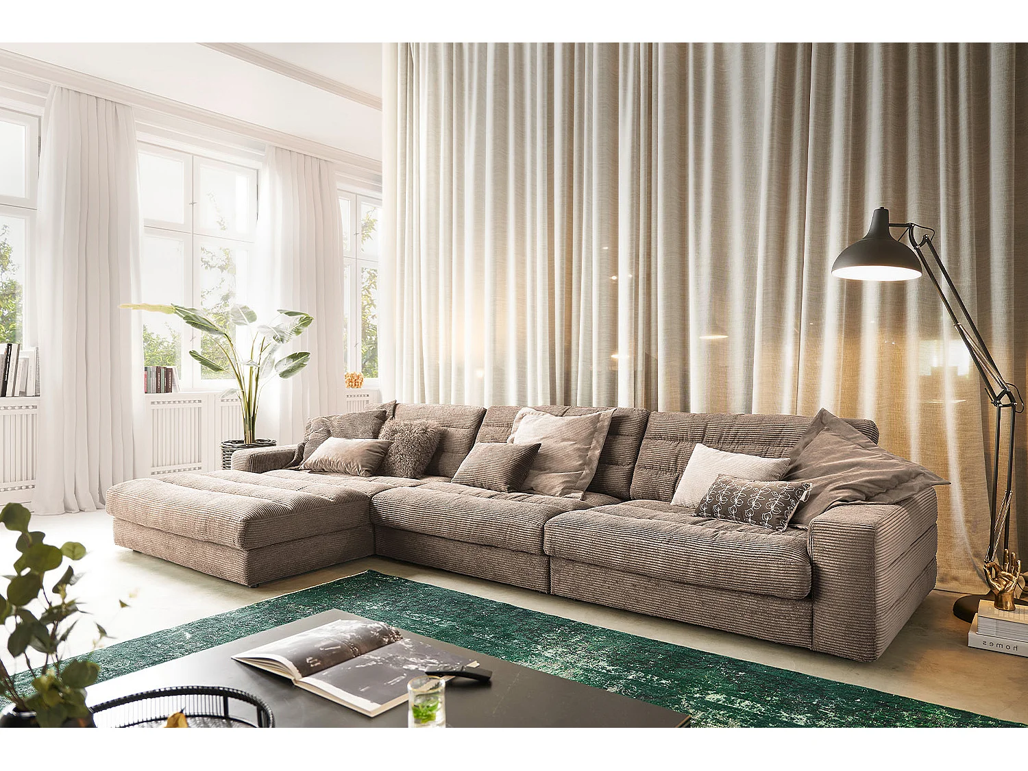 Ecksofa - Taupe Cord - LANA