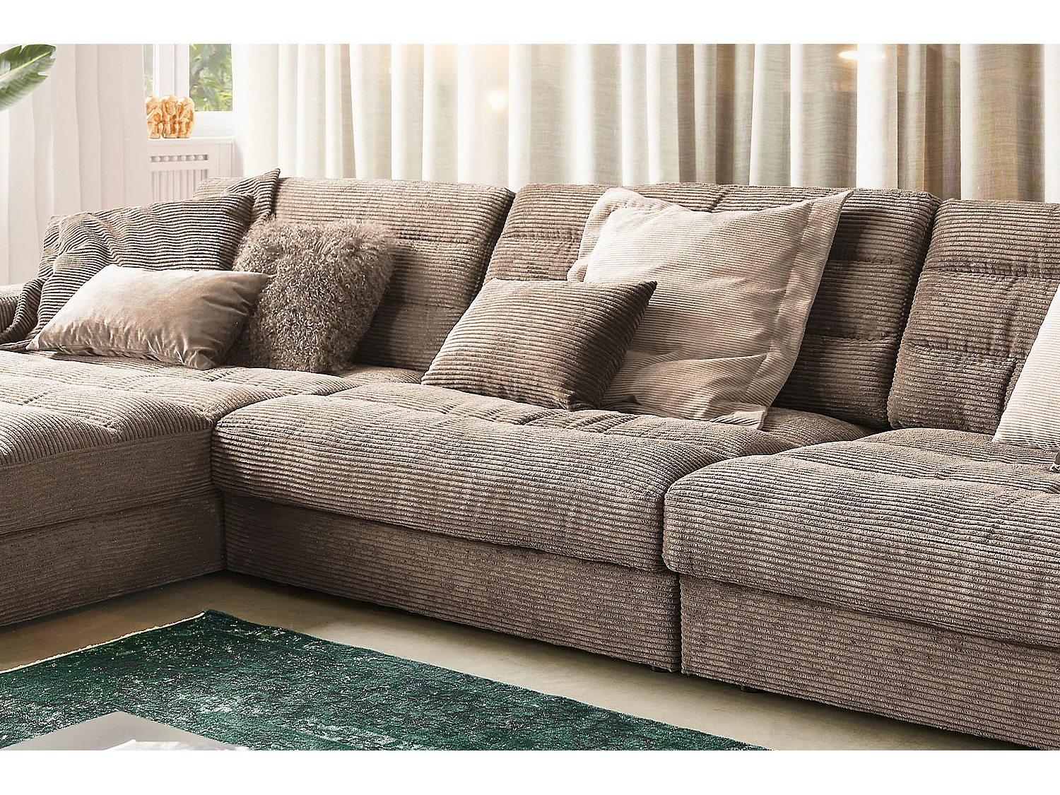 Ecksofa - Taupe Cord - LANA