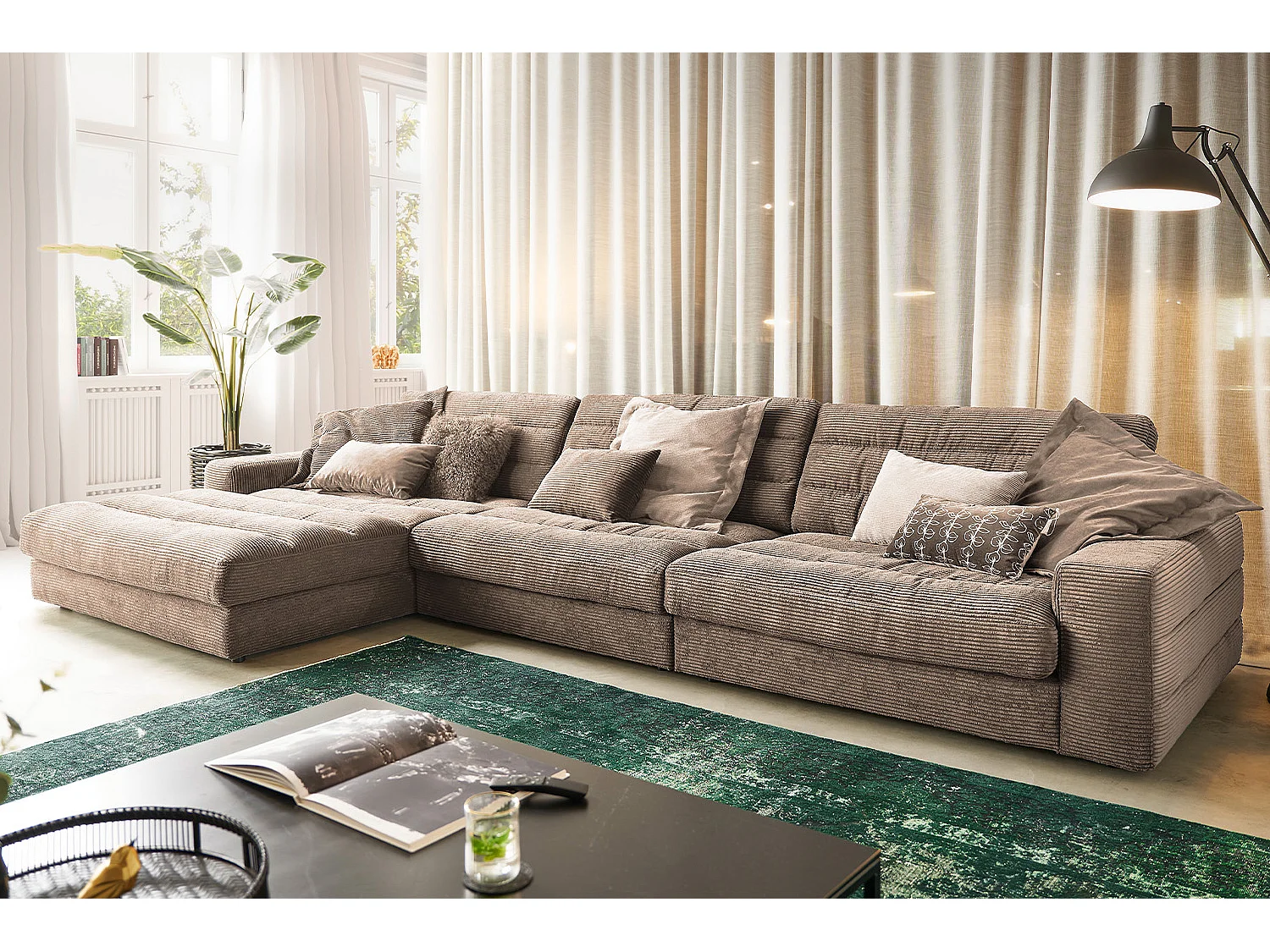 Ecksofa - Taupe Cord - LANA