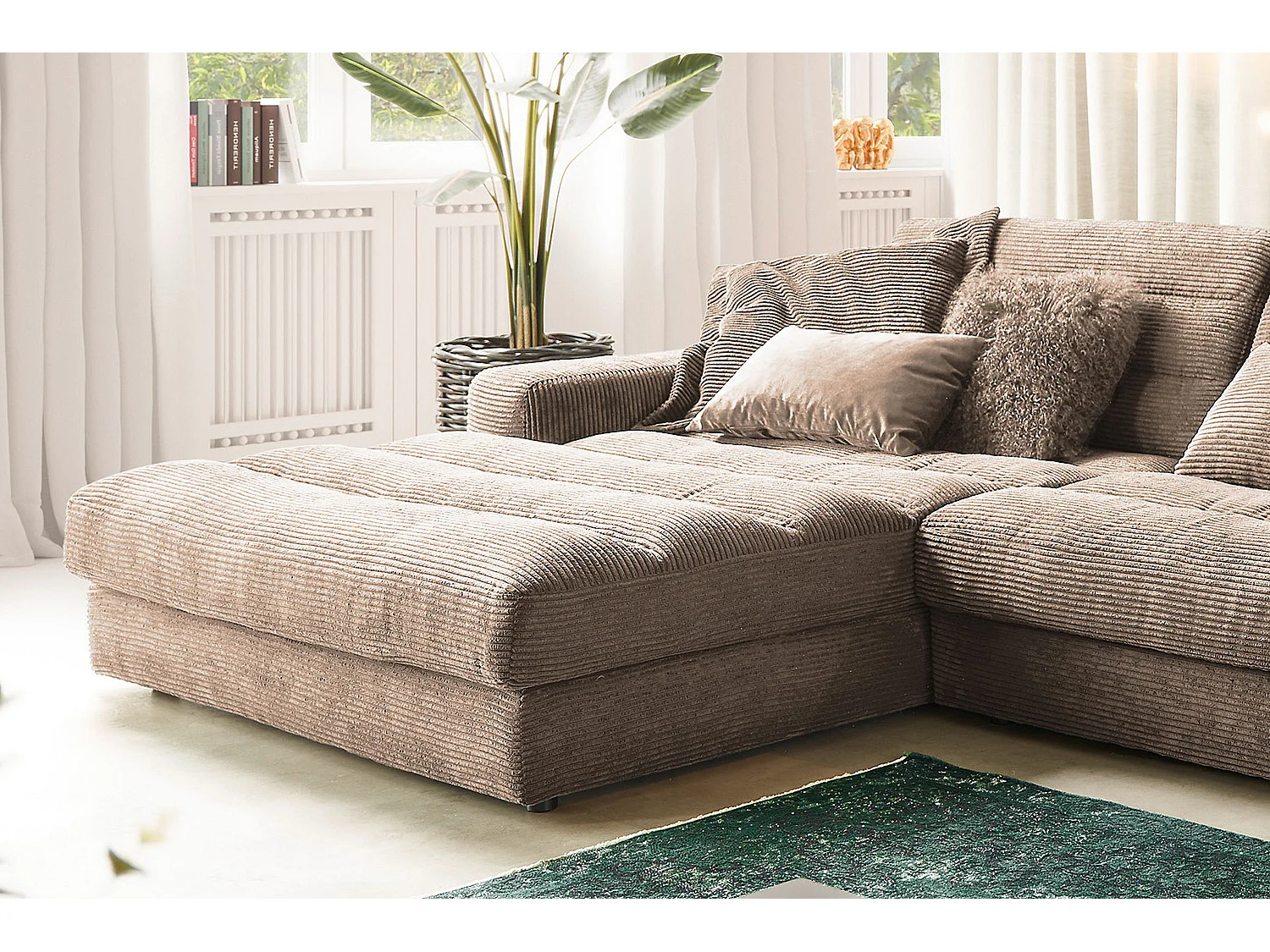 Ecksofa - Taupe Cord - LANA