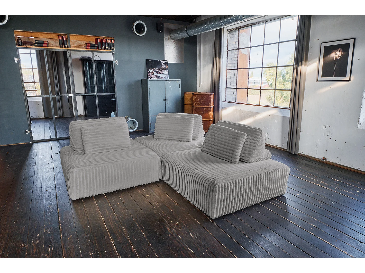 Modulares Sofa - Grau Cord - WIOLO SOFT