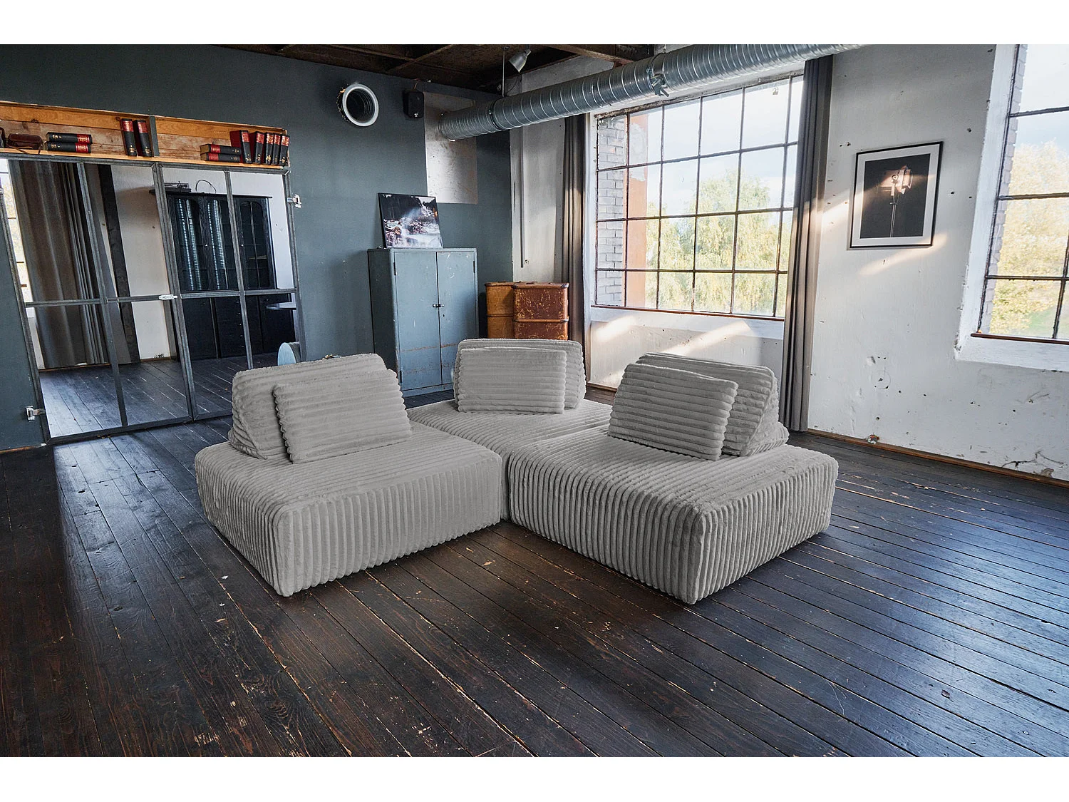 Modulares Sofa - Grau Cord - WIOLO SOFT
