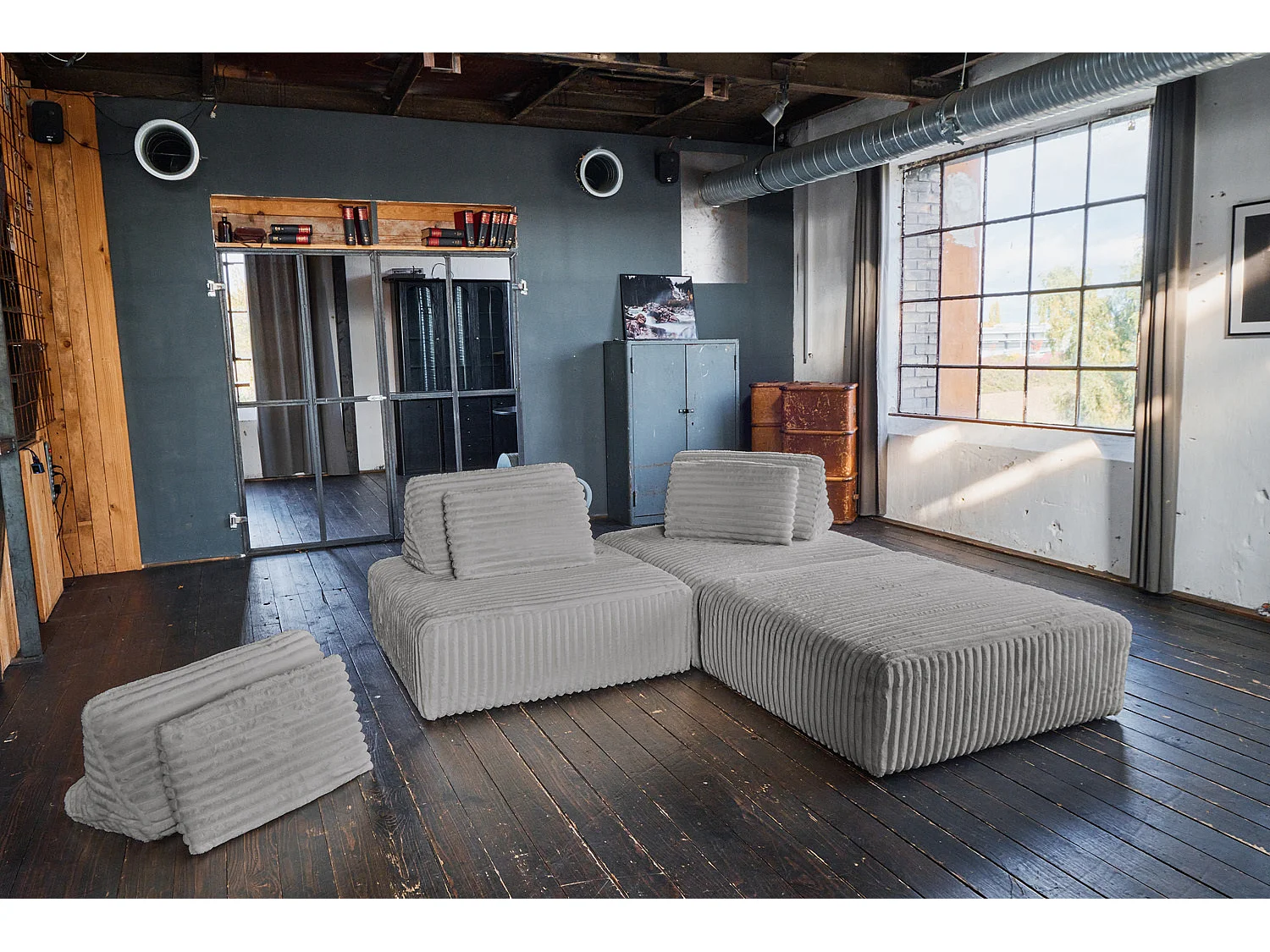 Modulares Sofa - Grau Cord - WIOLO SOFT