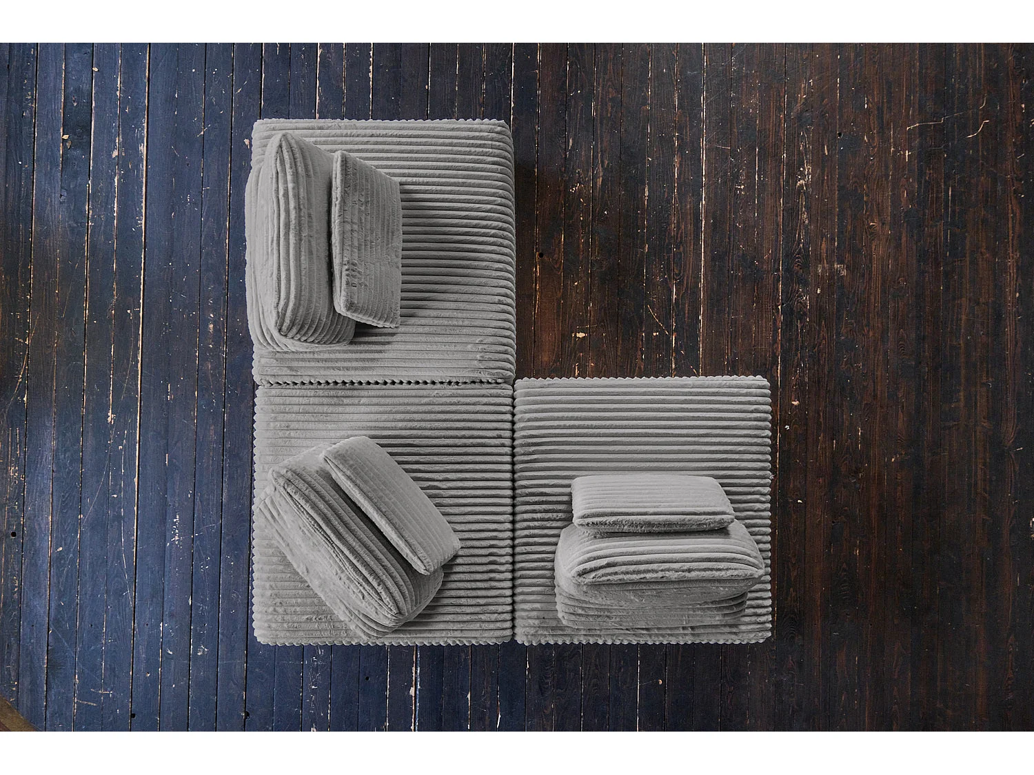Modulares Sofa - Grau Cord - WIOLO SOFT