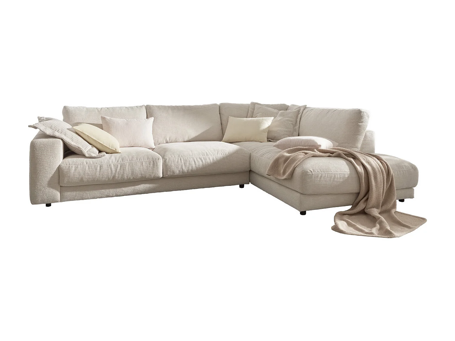 Ecksofa - Cremeweiß Cord - MADELINE