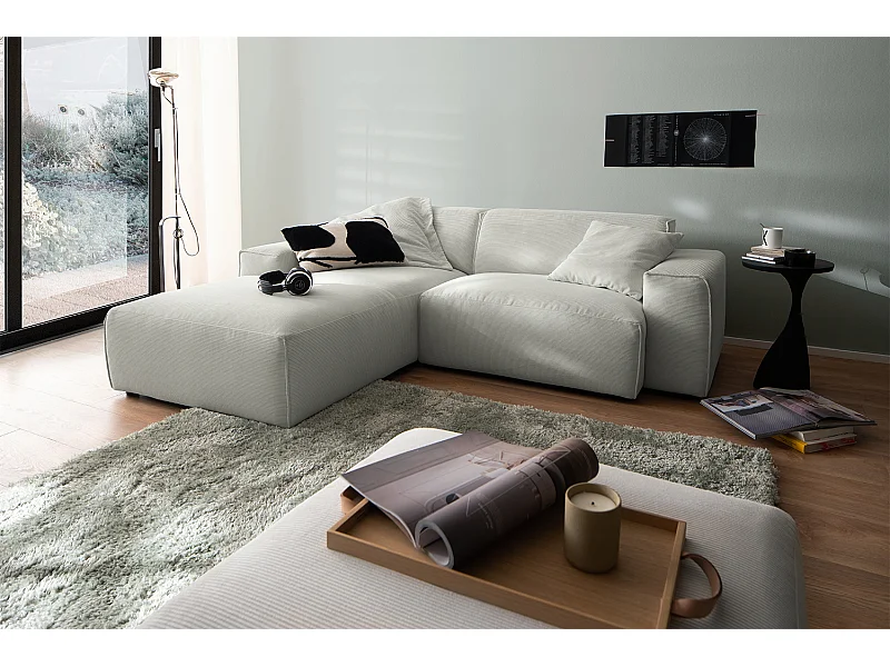 Ecksofa - Silber Cord - RANI
