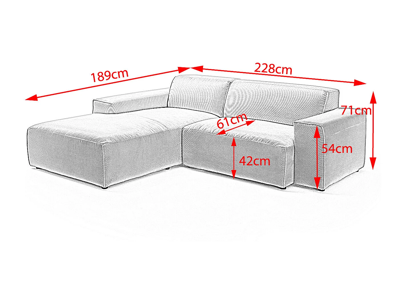 Ecksofa - Silber Cord - RANI