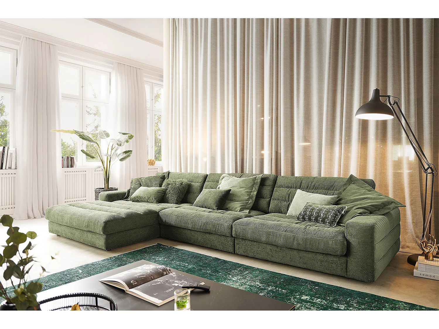 Ecksofa - Grün Cord - LANA