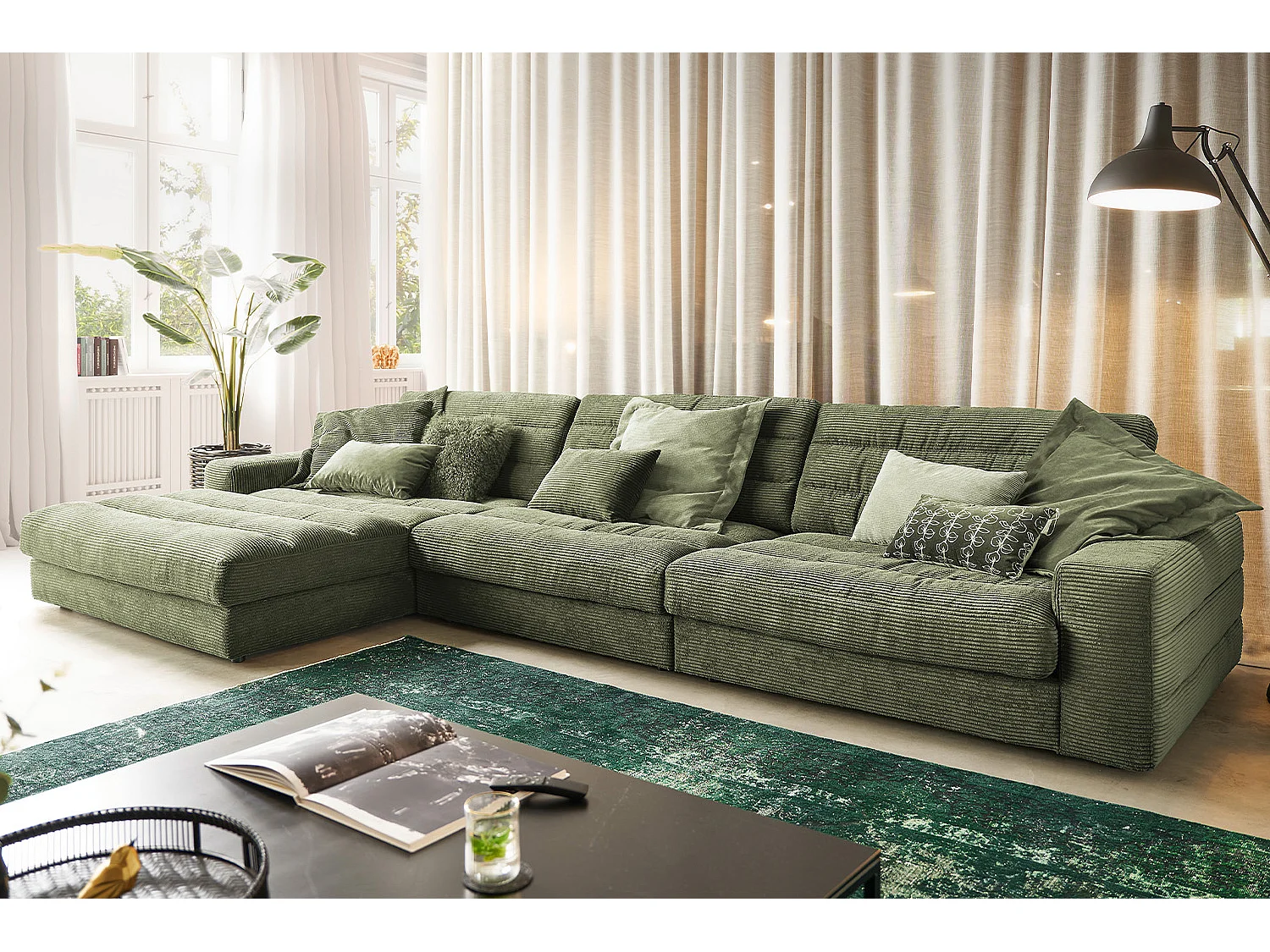 Ecksofa - Grün Cord - LANA
