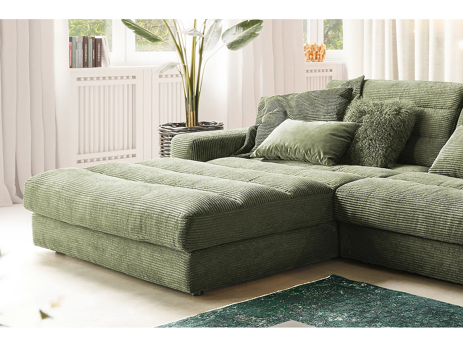 Ecksofa - Grün Cord - LANA