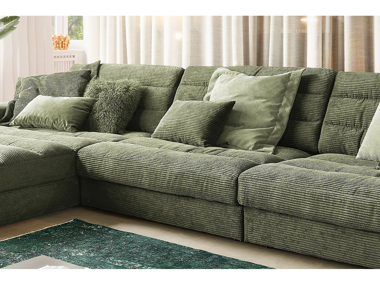 Ecksofa - Grün Cord - LANA