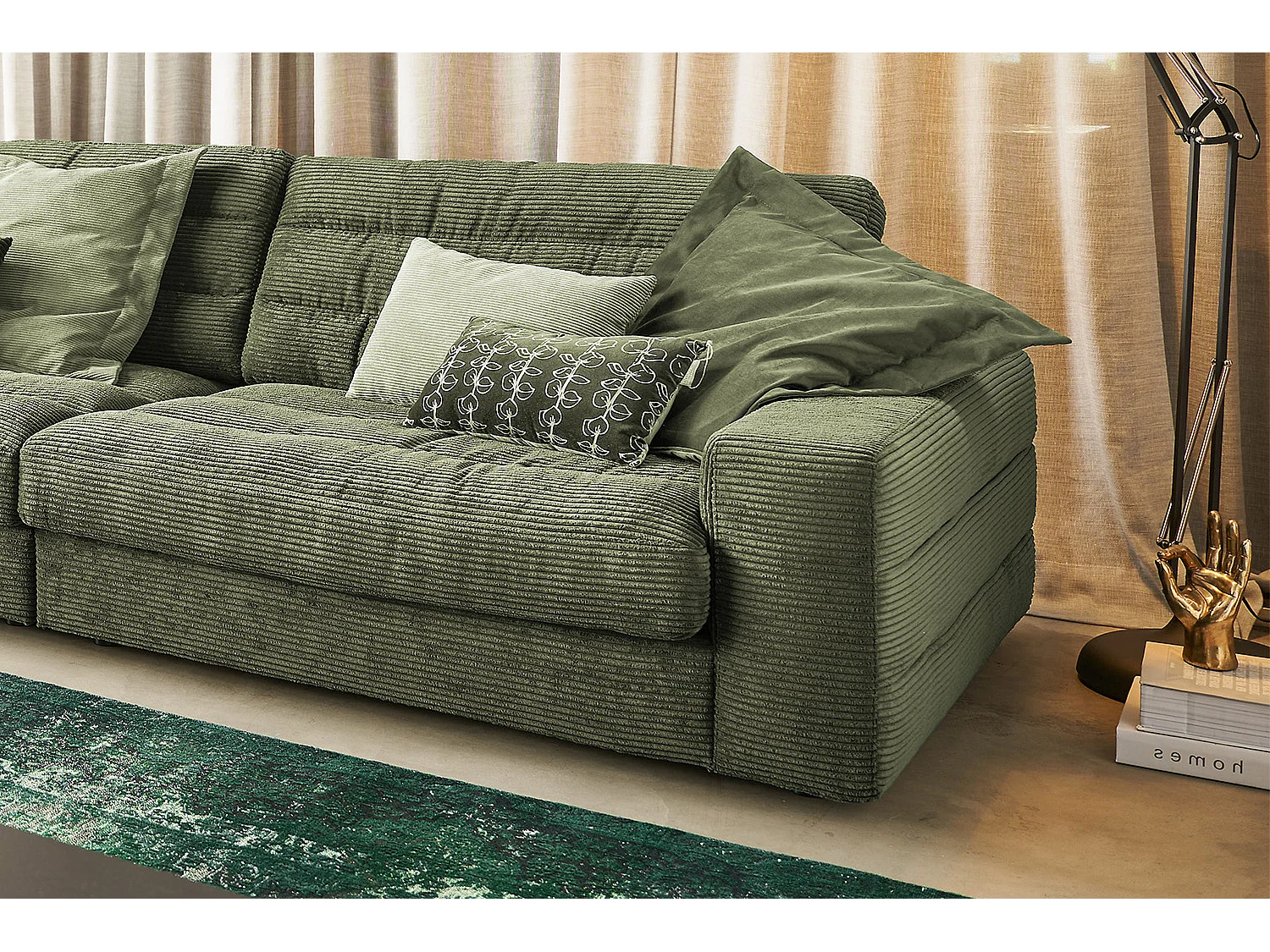 Ecksofa - Grün Cord - LANA