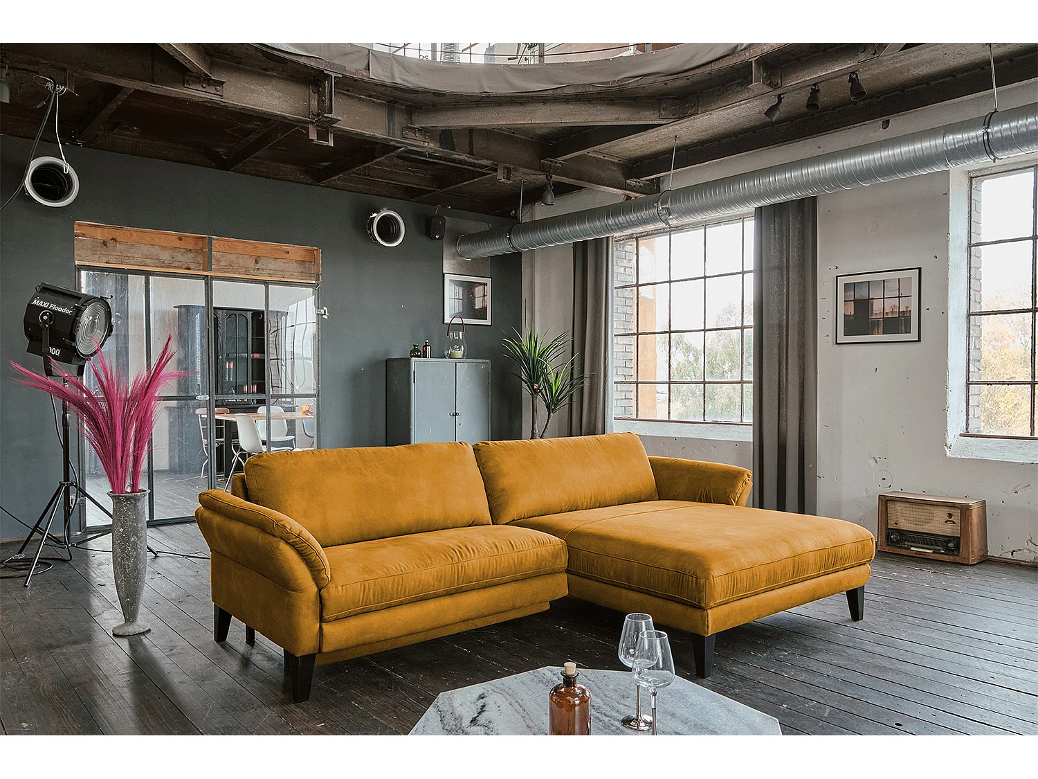 Ecksofa - Gold Webstoff - MALTA