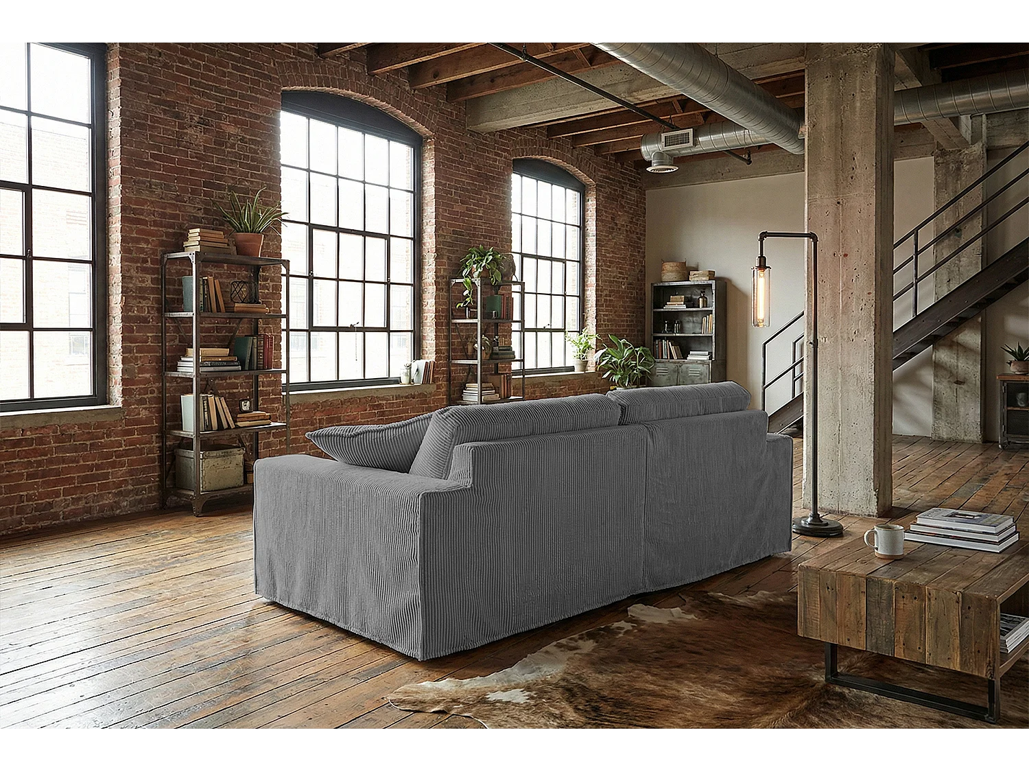 Canapé - Gris Velours côtelé - NETTA