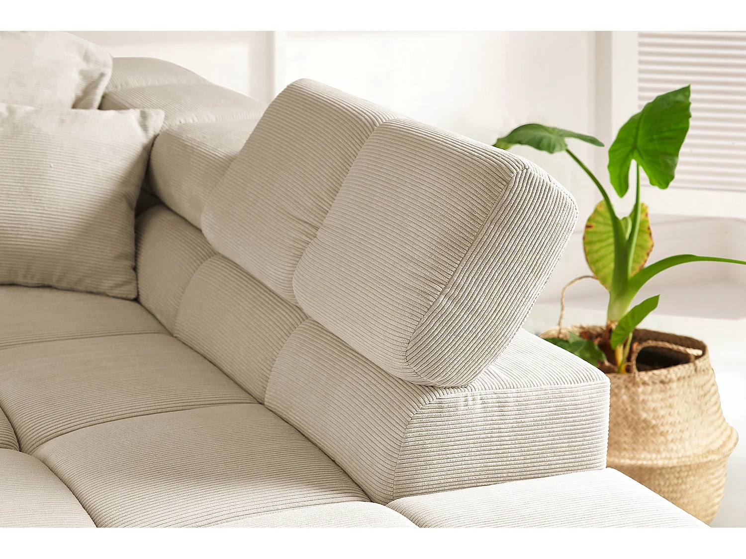 Ecksofa - Beige Cord - NEVADA