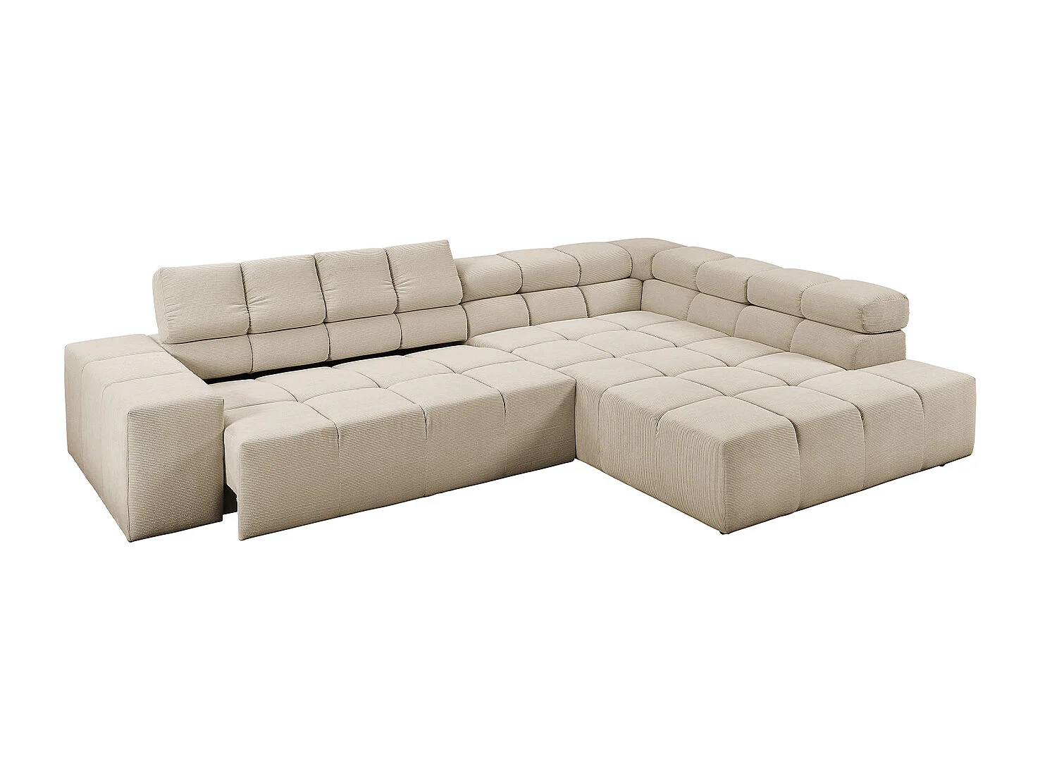 Ecksofa - Beige Cord - NEVADA