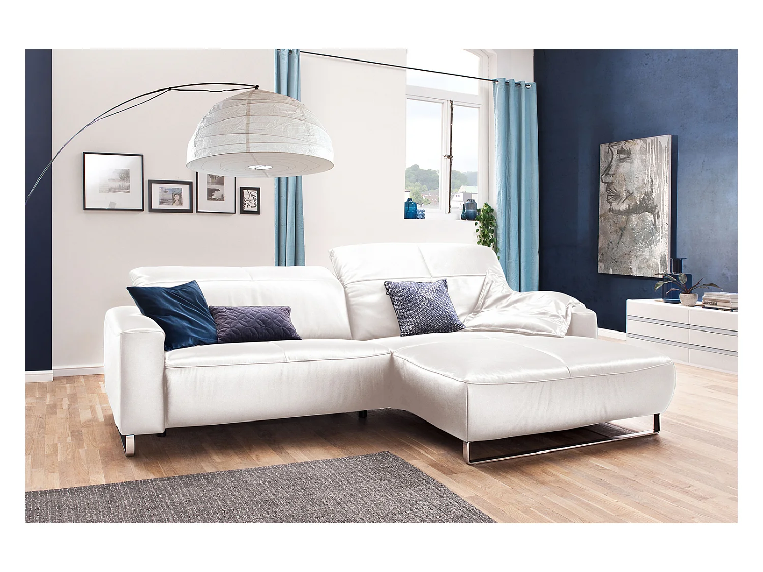 Ecksofa - Ecru Leder - YORK