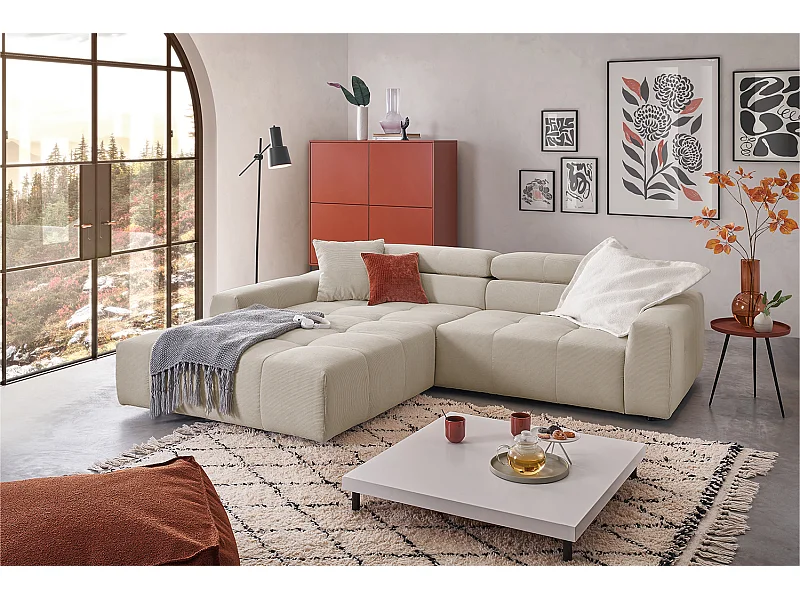 Ecksofa - Beige Cord - RENO