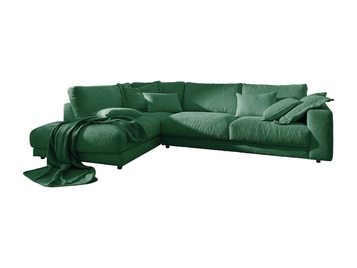 Ecksofa - Smaragdgrün Cord - MADELINE