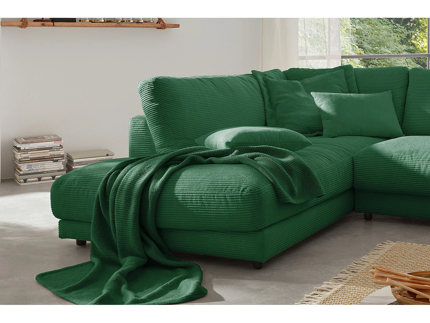 Ecksofa - Smaragdgrün Cord - MADELINE