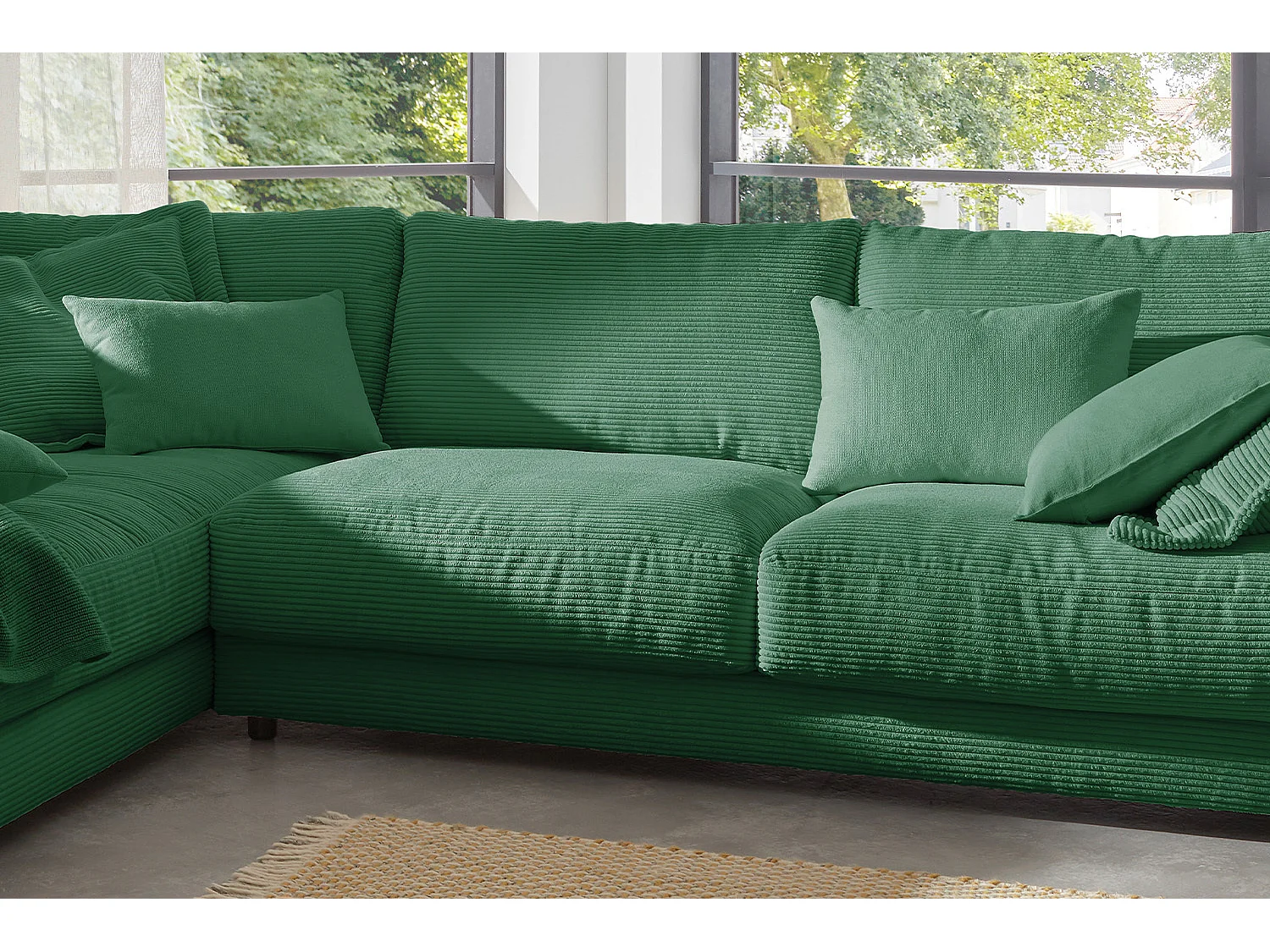 Ecksofa - Smaragdgrün Cord - MADELINE